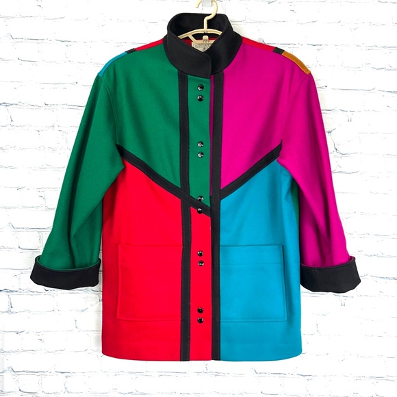 International Scene Vintage Jackets & Blazers - VINTAGE |•INTERNATIONAL SCENE•| Bright Multi Color Block Pure New Color Coat
